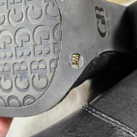 Gianni Bini Black Leather Knee High Boots Block Heel Size 8.5 M - Picture 10 of 12